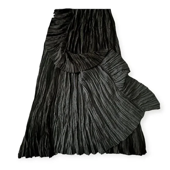 Ulla Johnson Circe Gown Noir Black Pleated Asymmetric Dress Size 6 NWT - Picture 12 of 16